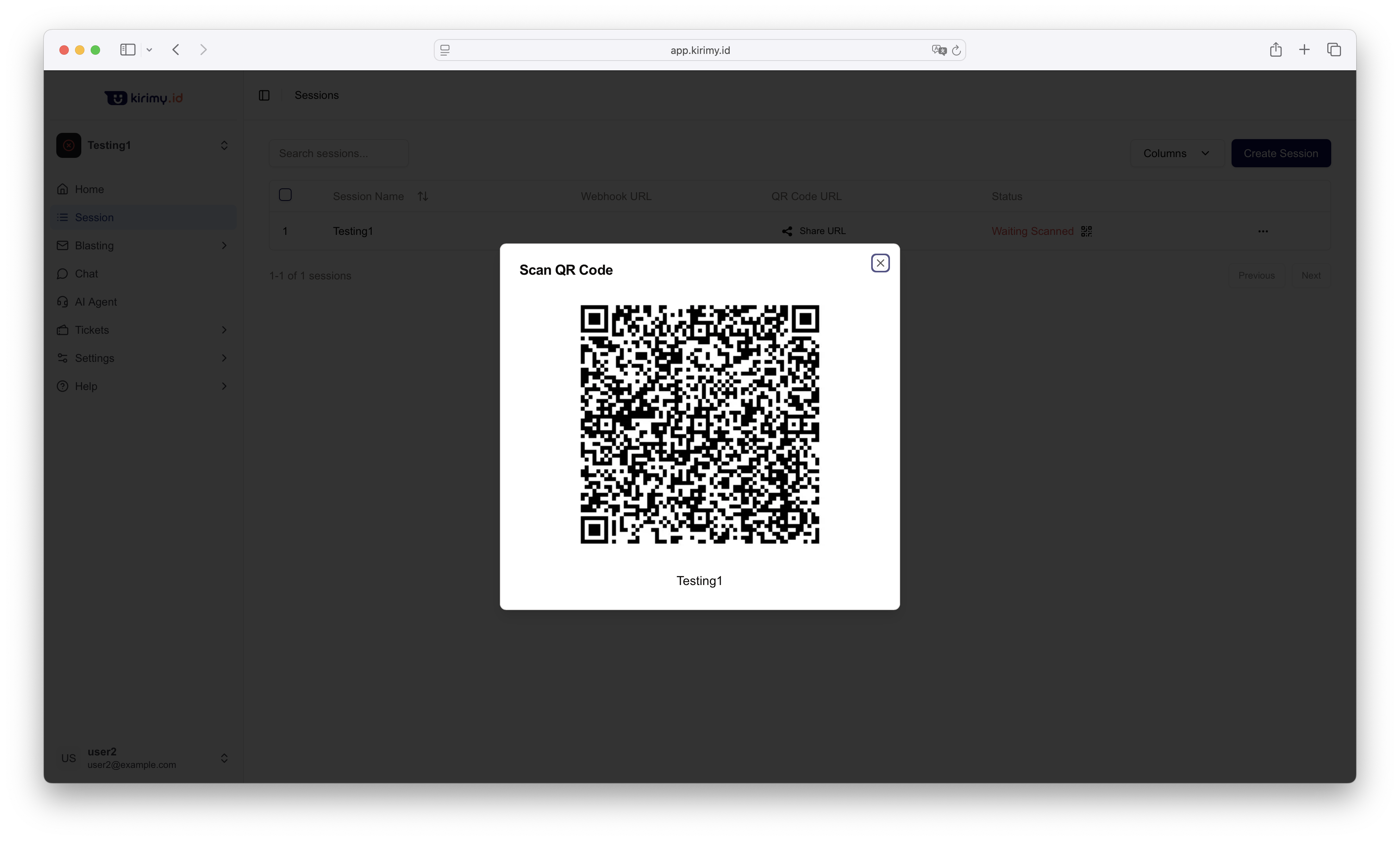 Scan QR Code Session